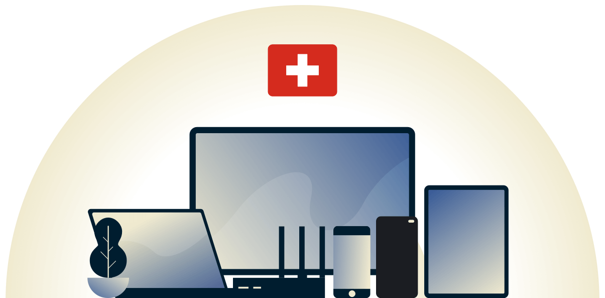 VPN suojaa erilaisia laitteita Sveitsissä.